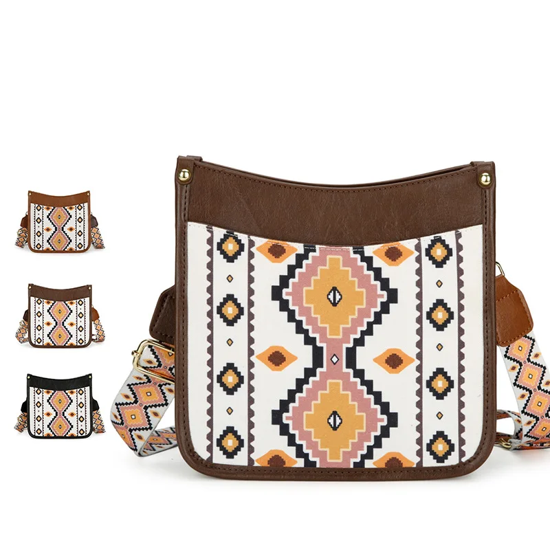 Boho Aztec Print Crossbody Bag With Shoulder Strap