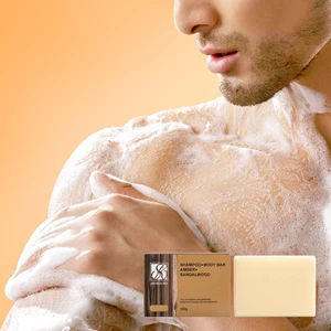 OEM ODM Best Whitening Sandalwood Wood Body Wash Hair Shampoo Soap Bar Long Lasting Woody Scent for Men Bath