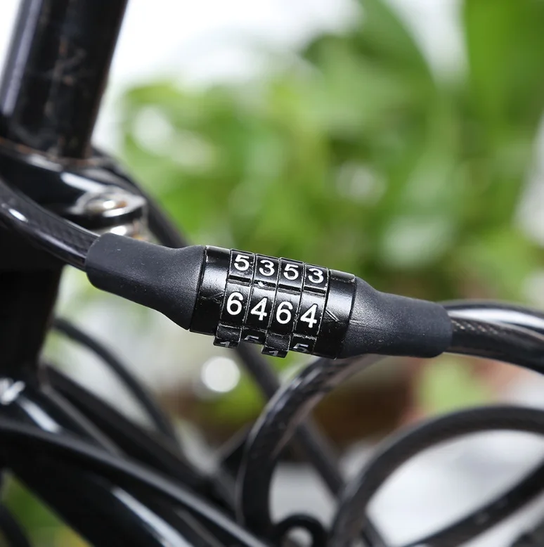 Antitheft Bike Lock 4 Digit Code Combination Stainless Steel Cable Bicycle Security Lock