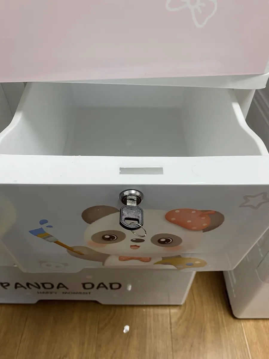 love Panda Design   Storage Drawer with 2 Locks for Kid   Storage Organizer 4 Tier Plastic Clothing Cupboard