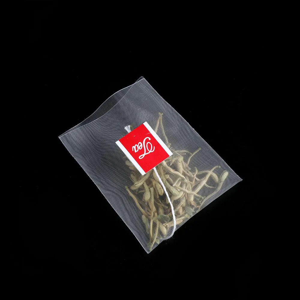 Biodegradable Corn Fiber Pla Reusable Nylon Tea Bag With Logo, Tea Filter Pyramid Bag With Draw String, Custom Empty Tea Bag