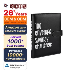 Wholesale A5 A6 PU Leather Organizer Budget Binder with Money Saving Cash Envelopes and Expense Planner Sheets Black