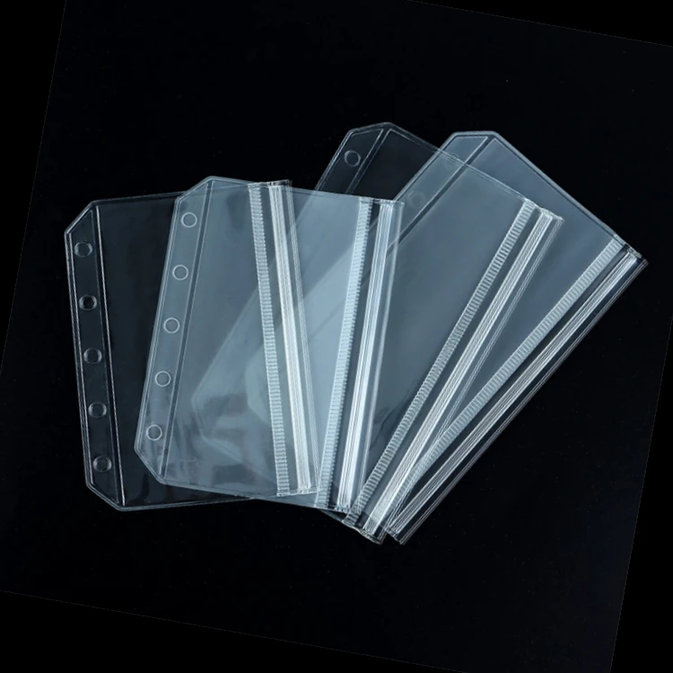 A8 A7 A6 A5 Binder Pockets Ziplock Loose Leaf Single Pocket Clear Card  Protector Side Loading Waterproof Cash Envelopes