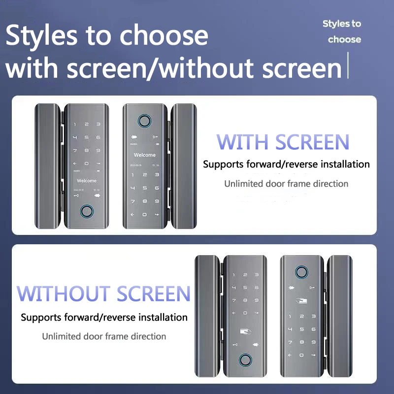 2023 New Arrival G9S Tuya APP Lock Password Code Card Key Fingerprint Smart Door Lock for Glass Door