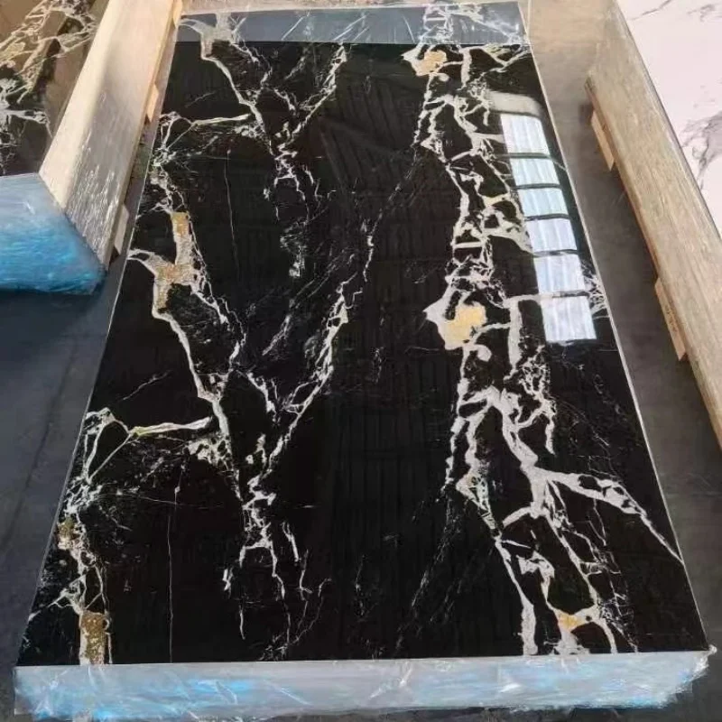 Paste Install Wall Panel Custom Pattern Decorative UV Highlight Interior Wall Board Gigh Glossy Pvc Marble Sheet