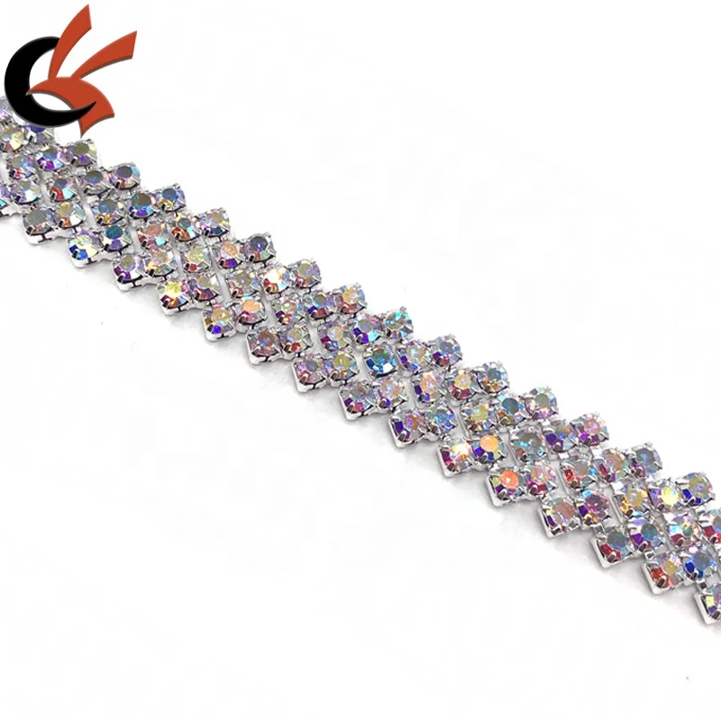 Silver Crystals Rhinestone Chain Trim Diamond Belts Trimming for DIY Clothes Accessory Dress Belts Headpiece Jewelry Making