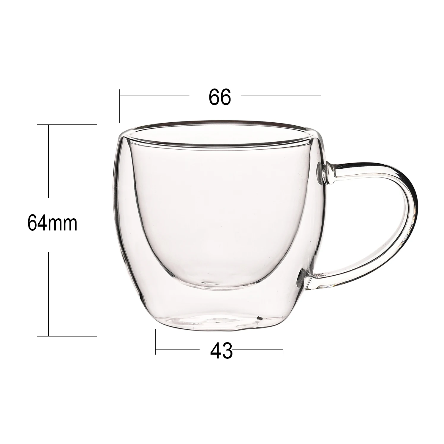 Double Walled Glass Coffee Mugs With Handle Insulated Layer Coffee Cups