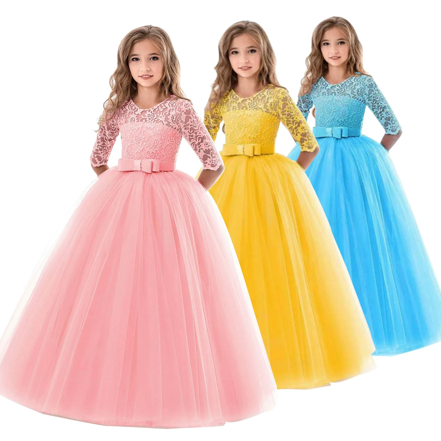 hot selling princess dress in big children's dress long sleeves tutu skirt 2022 new children's dress