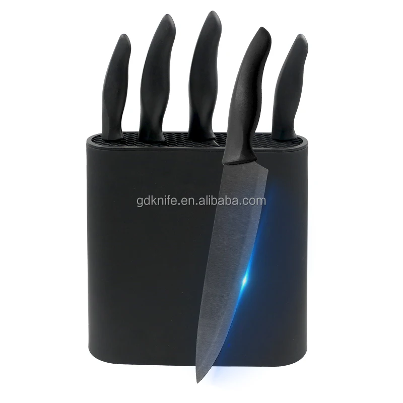 Professional 5 pcs with pp handle  black  titanium plated non stick coating stainless steel kitchen knife set