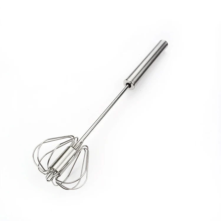 1pc Semi-automatic Rotary Egg Beater, Stainless Steel Egg Whisk