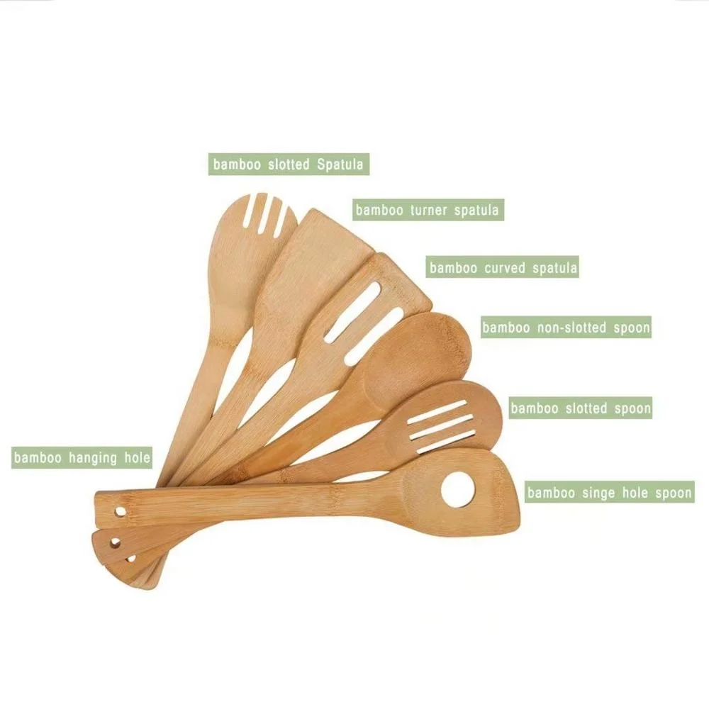 В 2023 году лидер продаж устойчивая к плесени кухонная посуда из 6 предметов Бамбуковая утварь с держателем