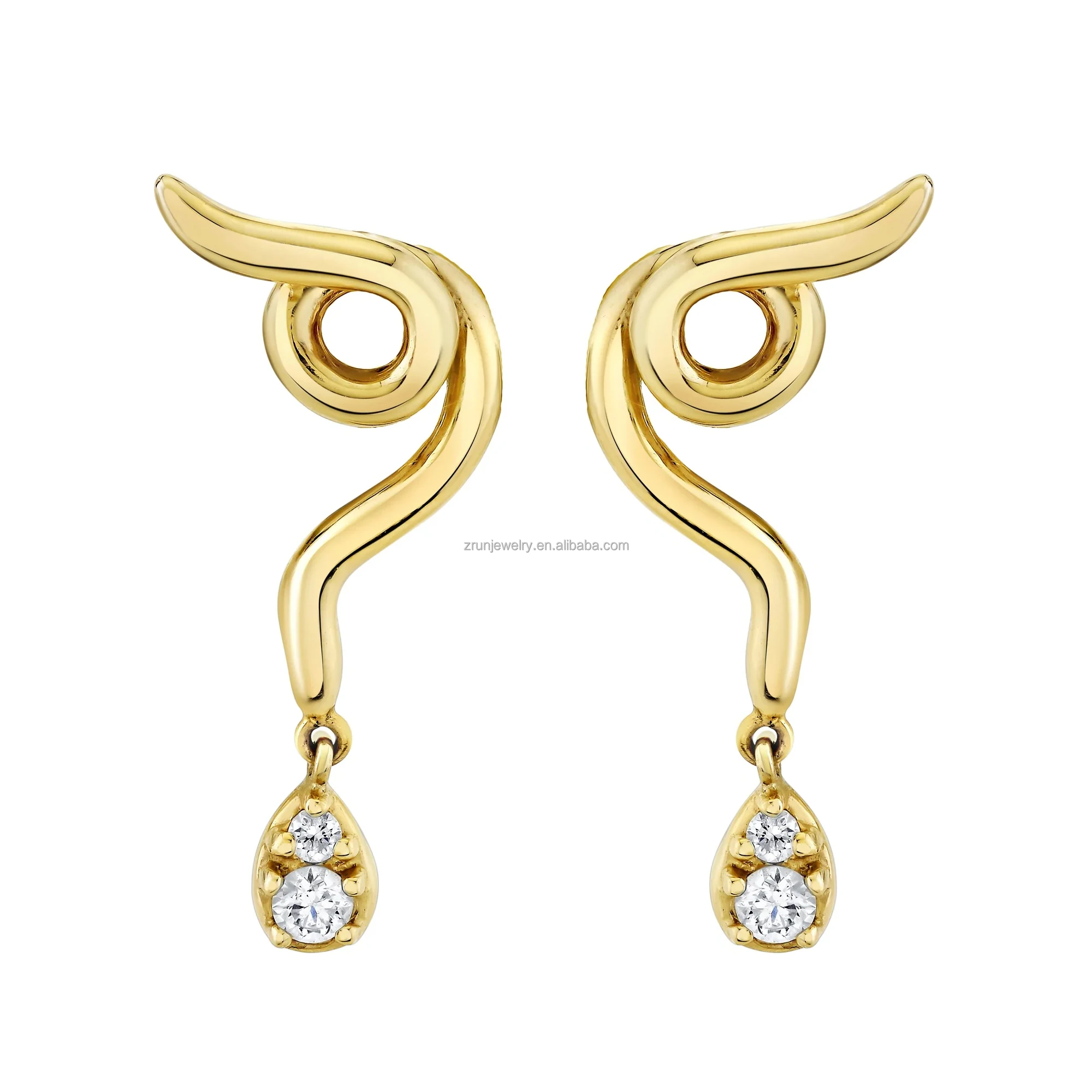 Lozrunve Modern 925 Sterling Silver Statement Unique Design Wave Drop