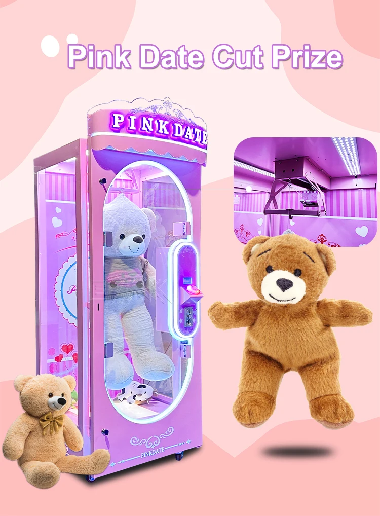 Indoor Coin Operate Pink Date Cut Prize Game Machine Scissor Big Plush Toy Vending Machine Buy