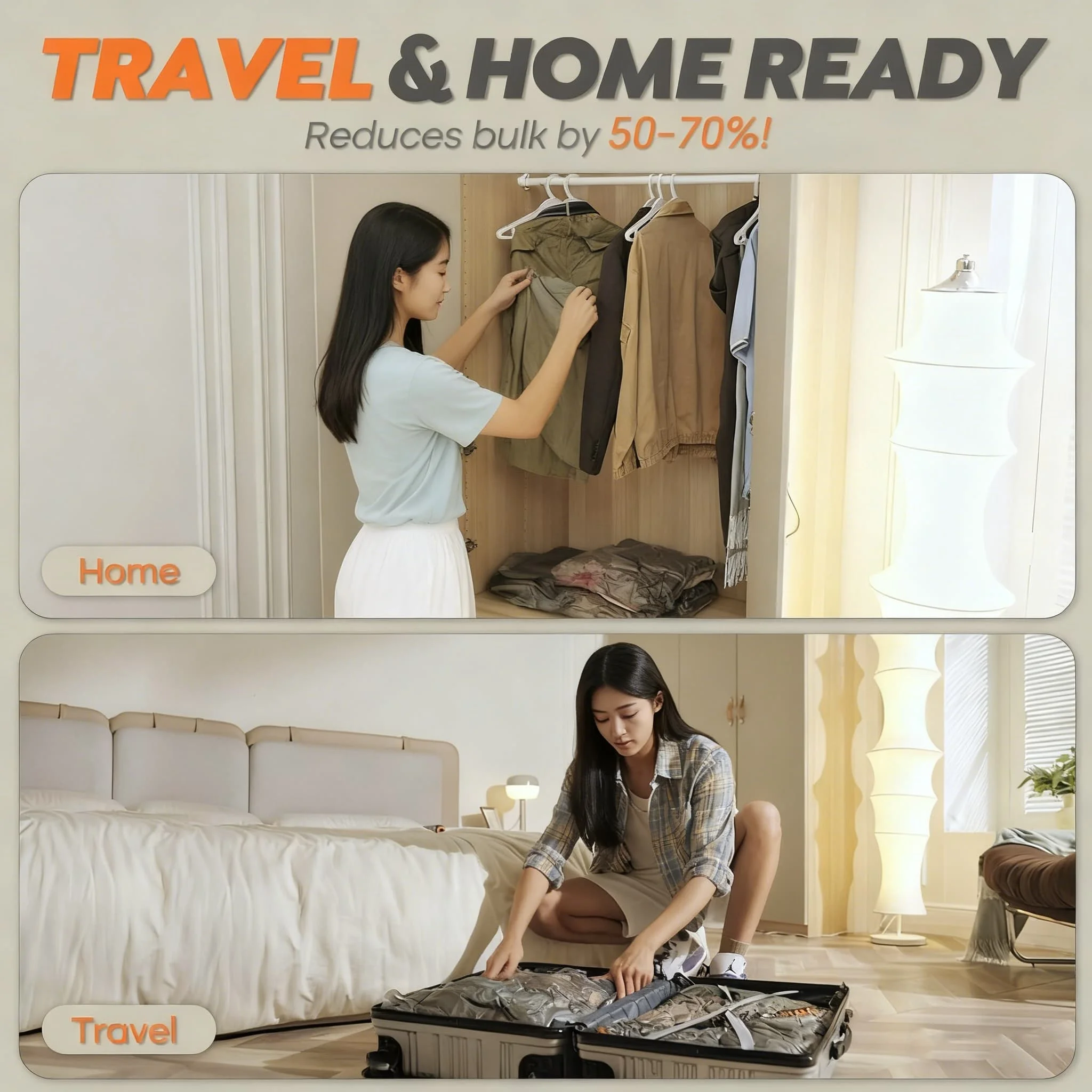 L-Vacuum Storage Bag Travel Wireless Rechargeable Electric Pump Lightweight Eco-Friendly Europe Design Compression Clothing