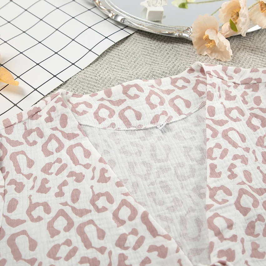 Autumn loose-fitting breathable ruffled short sleeves and long-sleeved two-piece loungewear set. — detail