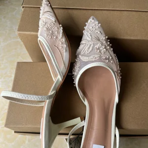 QuiteS 2026 QuiteS Summer Luxurious Wedding High Heels Pointed Toe Slip-On PU Insole Sandals Cap Sexy Sandals