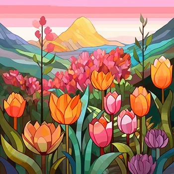 Tulip Flowers 3D Diamond Art Kit Handpainted Acrylic AB Drills Creative Diamond Painting DIY Craft for Adults
