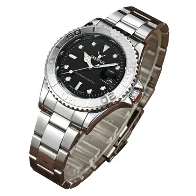 Мужские водонепроницаемые часы Deerfun, классические роскошные часы из нержавеющей стали с синим циферблатом в стиле Water Ghost, новинка 3878