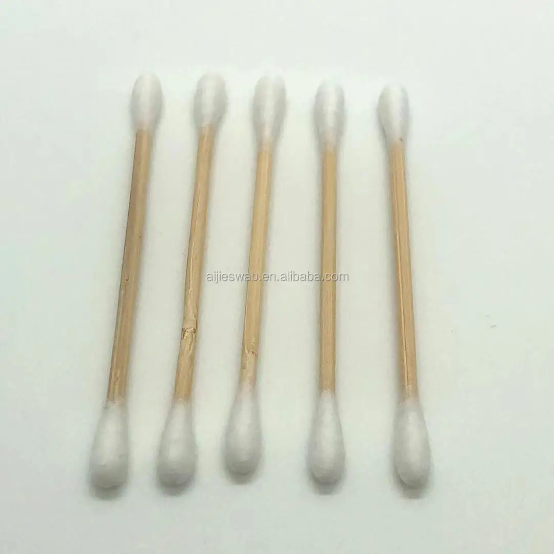 Одноразовые двойные круглые бамбуковые палочки, ватные палочки