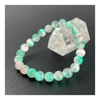 Easy to get Great value offer Beautiful Round Beads 6mm 8mm 10mm Smooth Green with Pink Selenite For Meditation