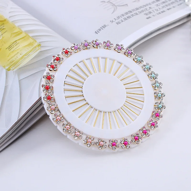 Fashion Glitter Women Hijab Pins Muslim Brooches Fashion Scarf Pin Crystal Rhinestone Wedding 1163