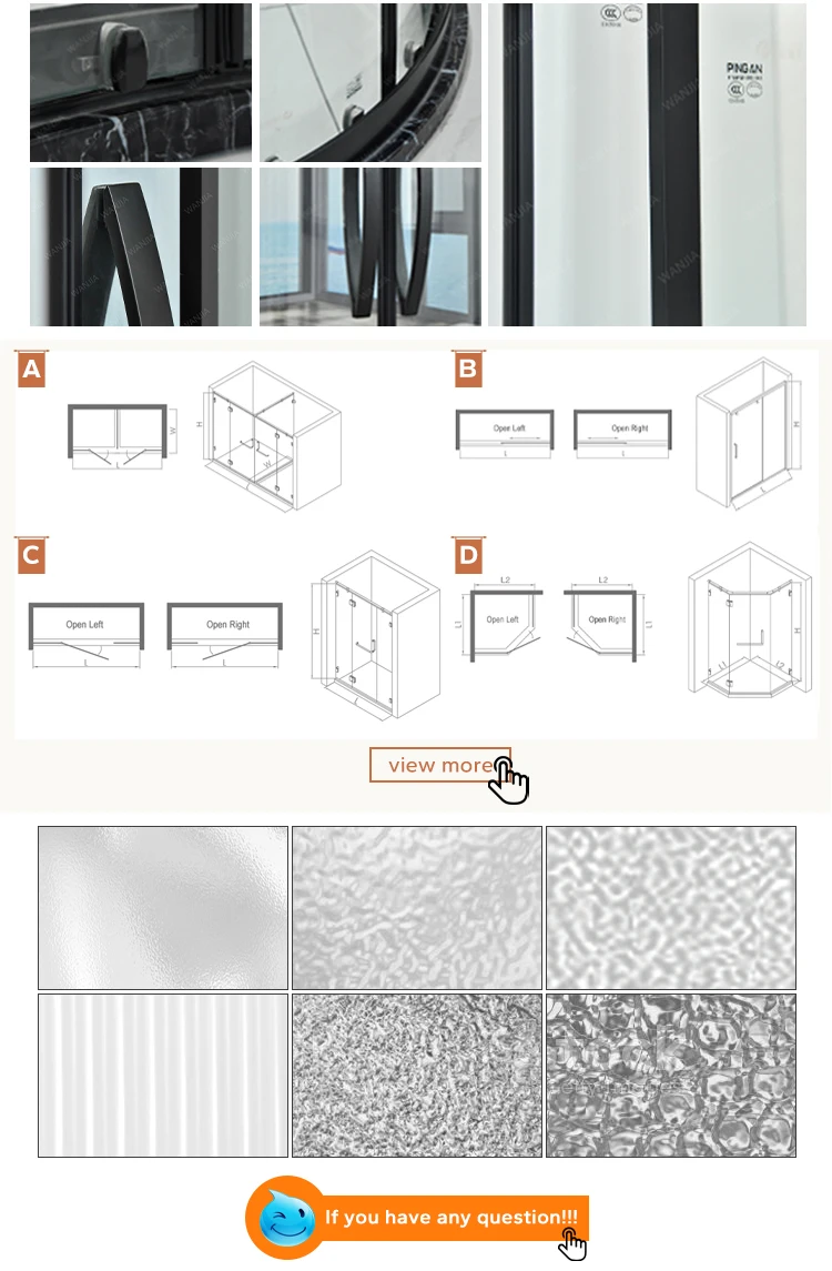 Customized High Quality Bathroom Glass Shower Rooms Aluminum Shower