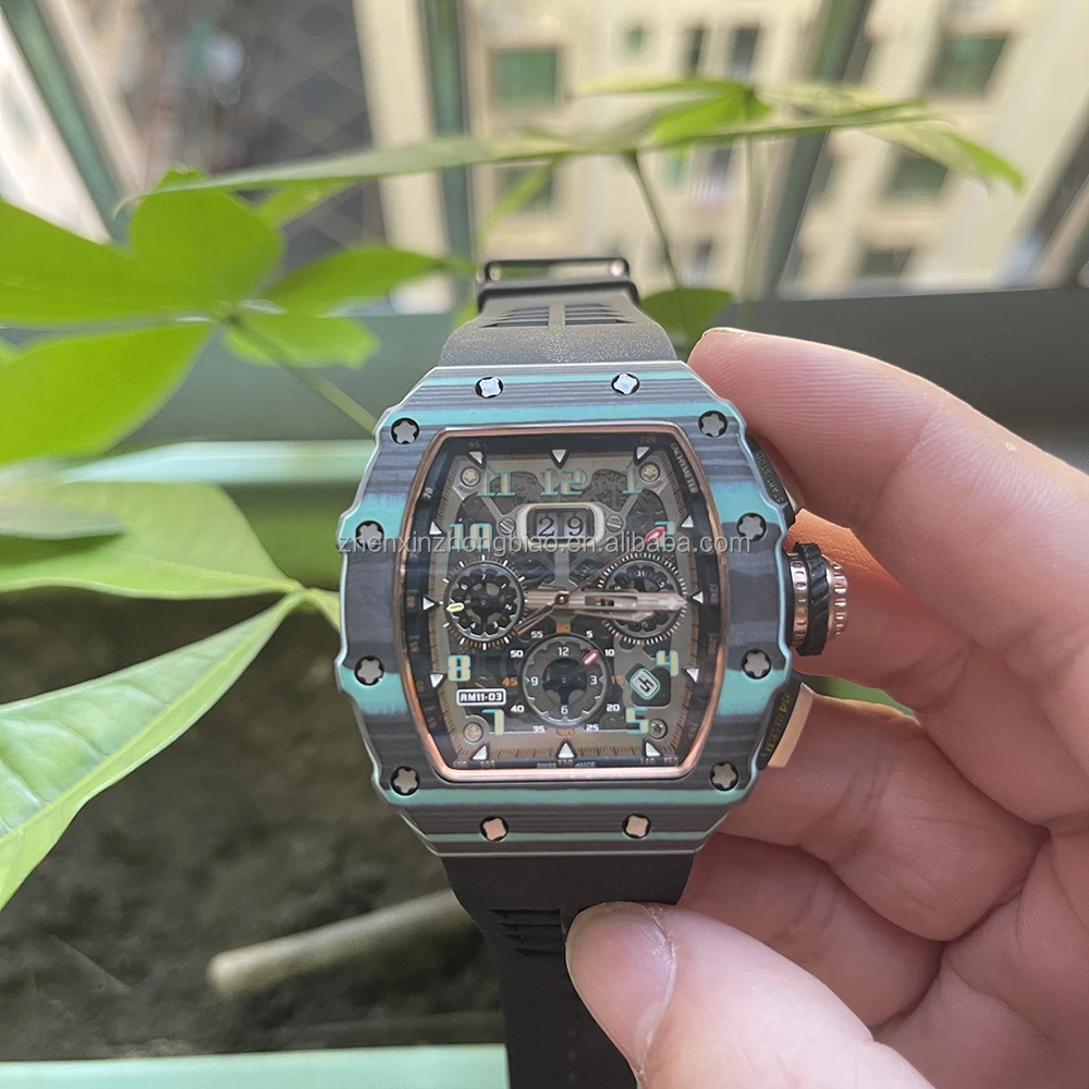 Rm1103 Automatic Mechanical Men's Watch Carbon Brazing Rubber Strap