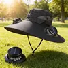 Gorra con ventilador solar - 2 ventiladores redondos - negro sólido