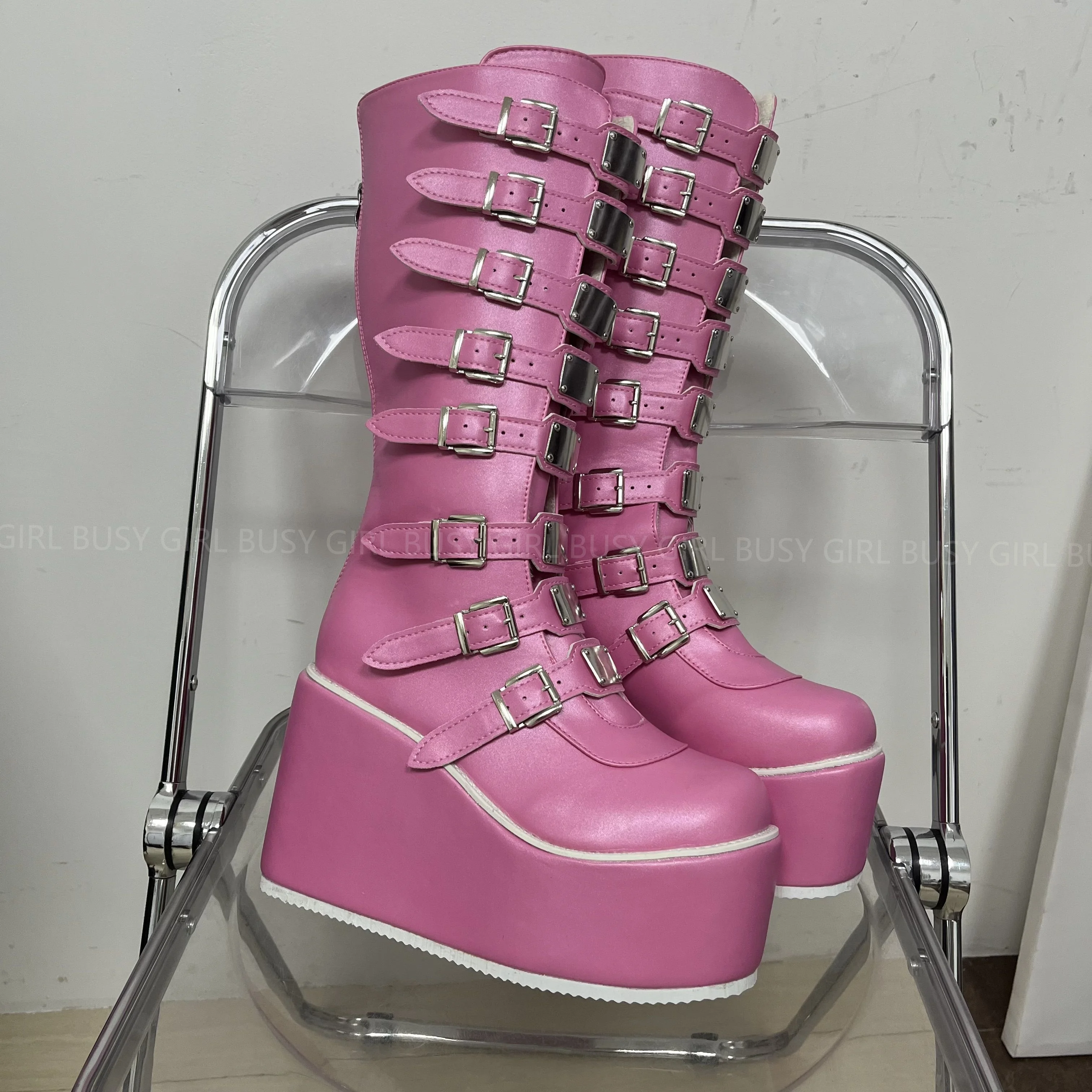Indaffarata ragazza Y4194 nero caldo rosa punk scarpe da donna in