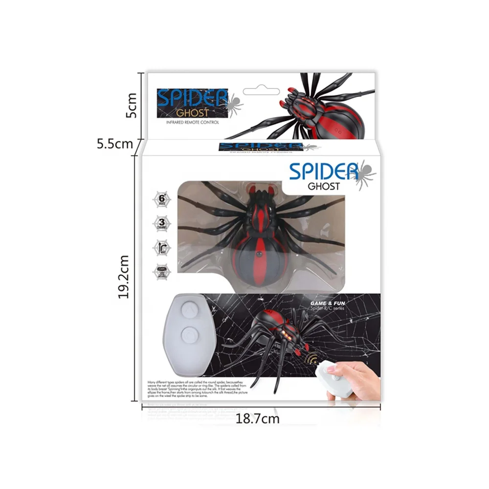 Infrared Remote Control Spider Plastic Walking Insect Black RC Animal Simulation Toys RC Spider With Light