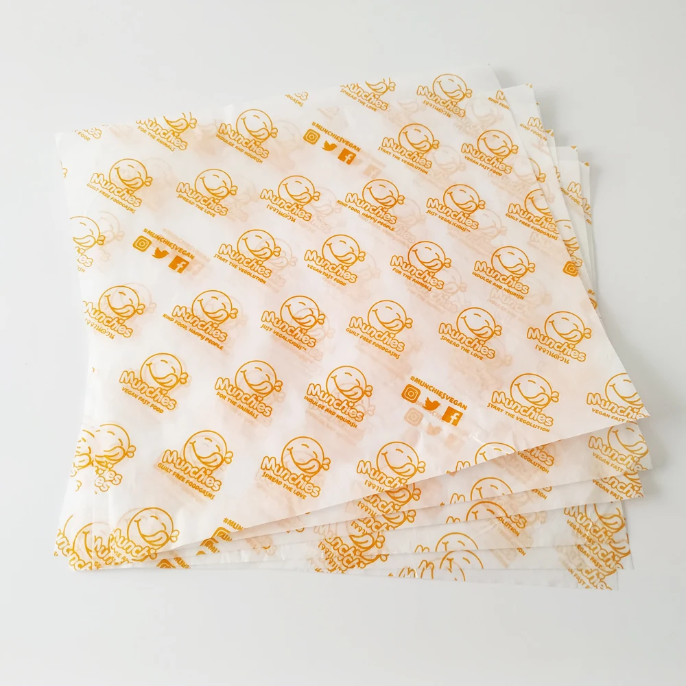 Deli Food Wrapping Paper Custom Greaseproof Wax Paper Food Grade Tissue Paper Printed