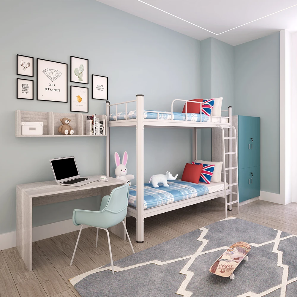 Short Delivery Time Executive School Double Students Bed Dormitory Iron Bunk Beds Kids With Stairs Trundle