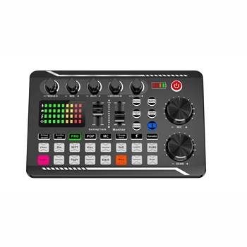 F998 Audio Mixer Live Sound Card MIC Microphone Mobile Phone Voice Changer Karaoke for Broadcast Recording Live Streaming detail image