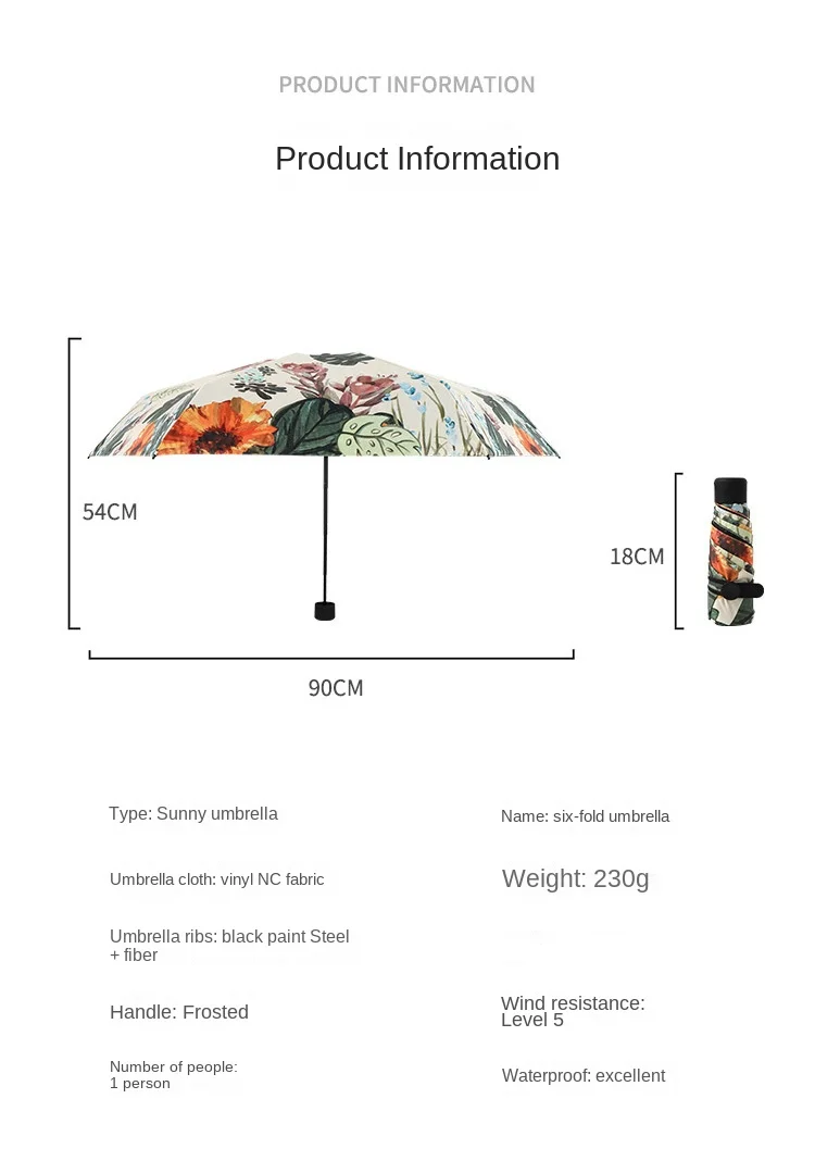 Portable Folded Ultralow-light 5 Folding Umbrella Sunblock Uv Mini Pocket Umbrella