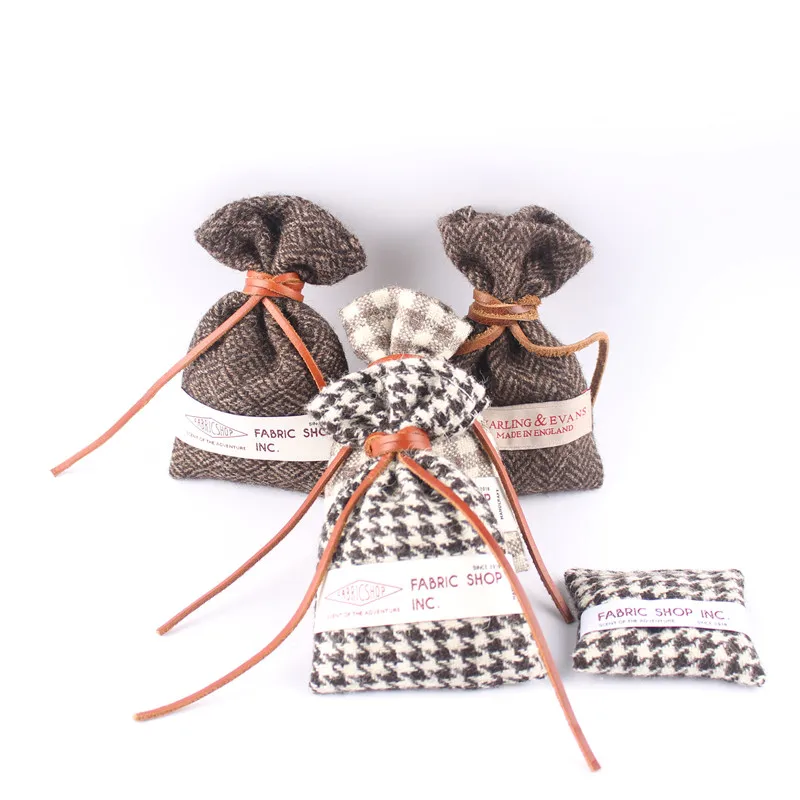 product wholesale linen scented sachet bags fragrance aroma beads scented cloth sachet premium checkered cloth orange string bag-16