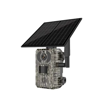 4G Trail Camera AI Move Detection Alarm Solar Panel Low Power Battery Powered Wild Animals 4MP Hunting Camera 4G with Audio