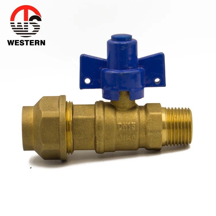 FXM NPT Thread Sand Polished Brass Ball Valve for water meter