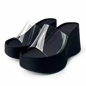 New Design Summer Woven Women's High Heel slippers Ladies Fashion Open Toe Square Thick PU High Heels Shoes for Women