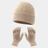 Autumn and winter warm gloves hat suit-[creamy-white]]