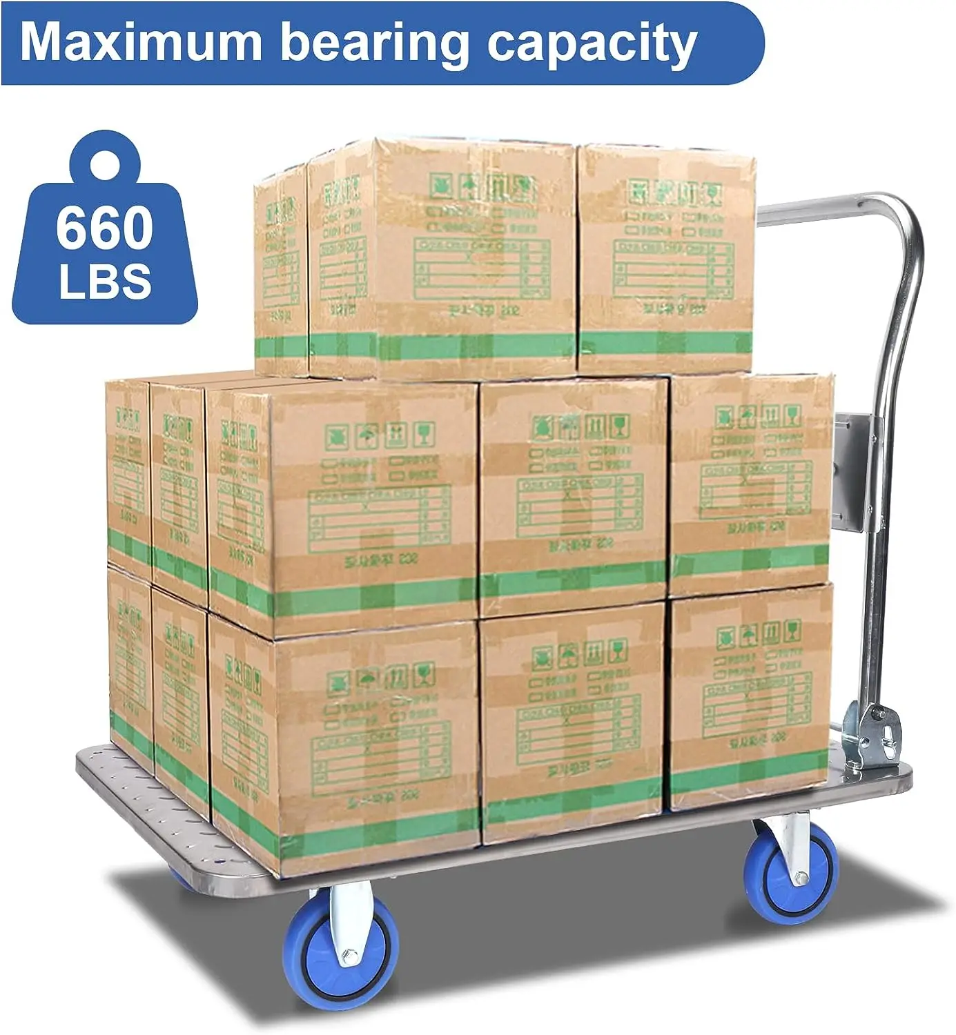 360 Degree Swivel Wheels Foldable Push Hand Cart Customizable Platform Dolly Cart Flatbed Dolly 360 Degree Swivel Wheels OEM