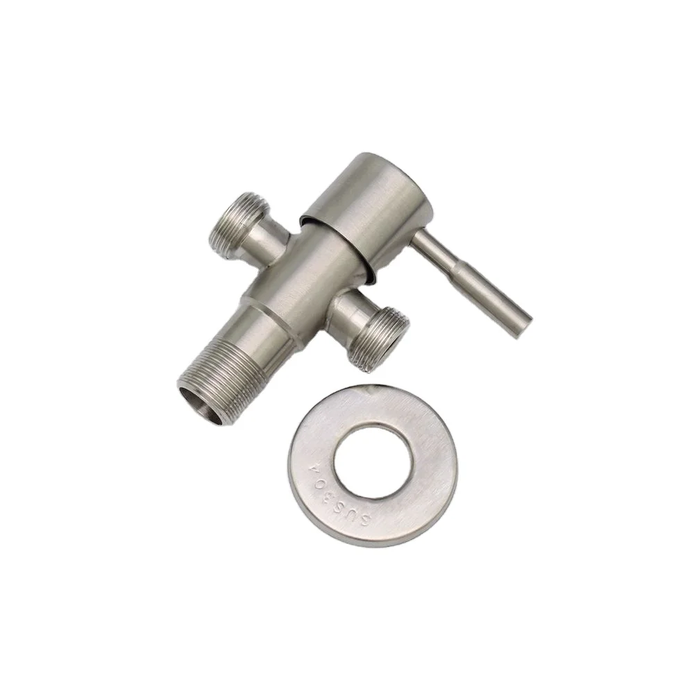 New one-in-two-out wire drawing 304 triangle valve hot-selling stainless steel one-shaped round hand