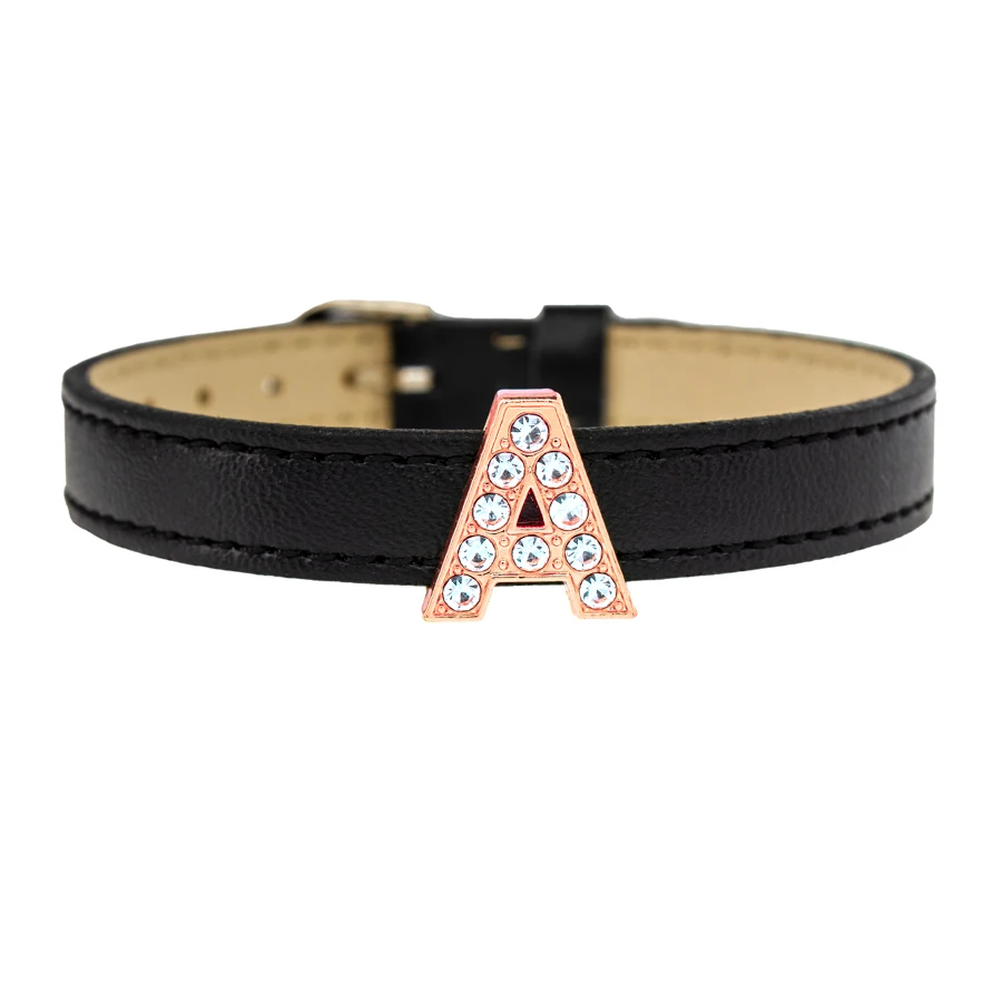 Rose Gold 8mm Slide Charms Letters for Jewelry Making Women Bracelet Alphabet A-Z Pet Collar Necklace DIY Accessories Gift