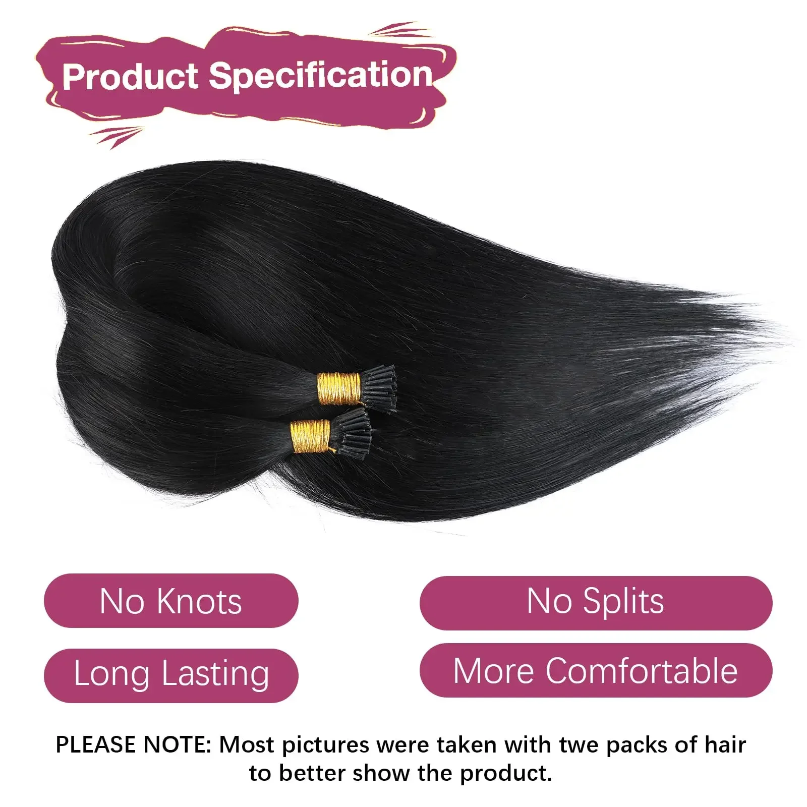 I Tip Hair Extension Straight Real Human Hair Capsule Keratin Natural Color Fusion Hair Thick Hair 50g For Women_voghion.com