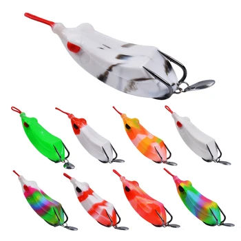 High Quality Floating Topwater Silicone Bait 70mm 17g Soft Fishing Frog Lures BKK Double Hook with spoon