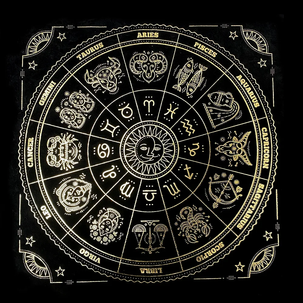 New Custom Alchemy Rune Pagan Table Cloth Alchemical Sigil Triple Moon Goddess Zodiac Astrology Horoscope Tarot Card Tablecloth
