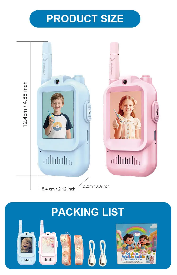 New 2-Way Video Talk Device with 2-Inch Display 1000FT Range Realtime Call