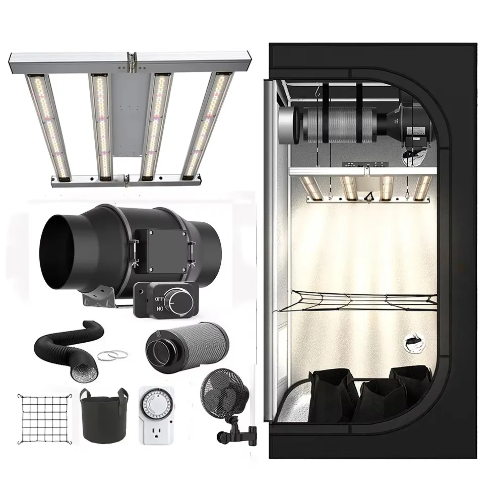 BAVA WIFI APP Smart Growing System 2x2 Samsung LED Grow Light UV IR 1680D Indoor Plant Tent Kit with 4 Inch Inline Fan Filter
