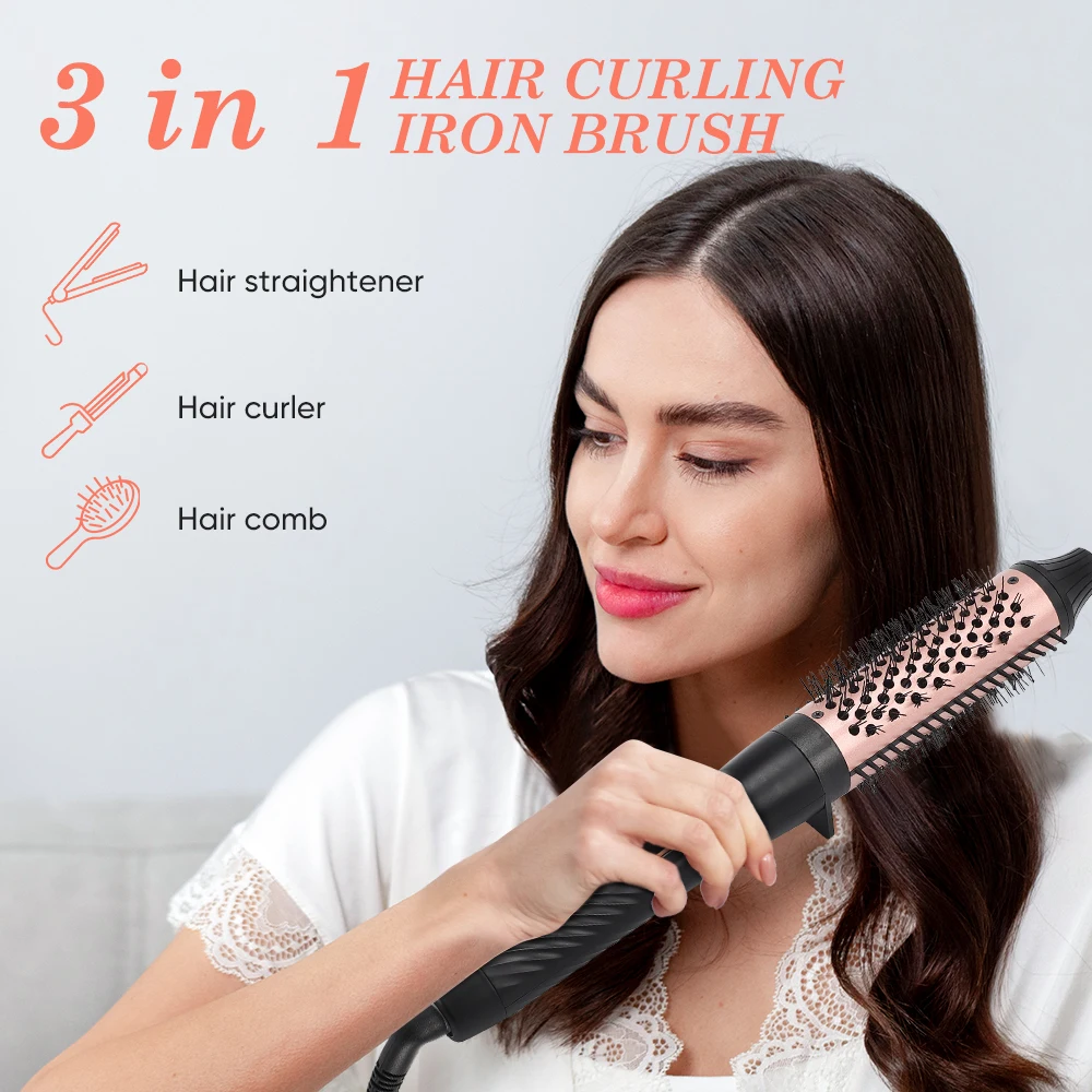 Hair Straightener and Curler Brush Negative Iron Hair Curlers