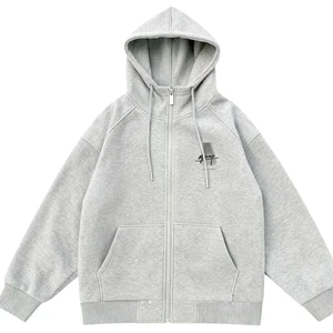 2026 New Style Teenager Full Zip Knitted Breathable Quick-Dry Hoodies Long Sleeve Casual Loose Fit Sweatshirt for Autumn Winter