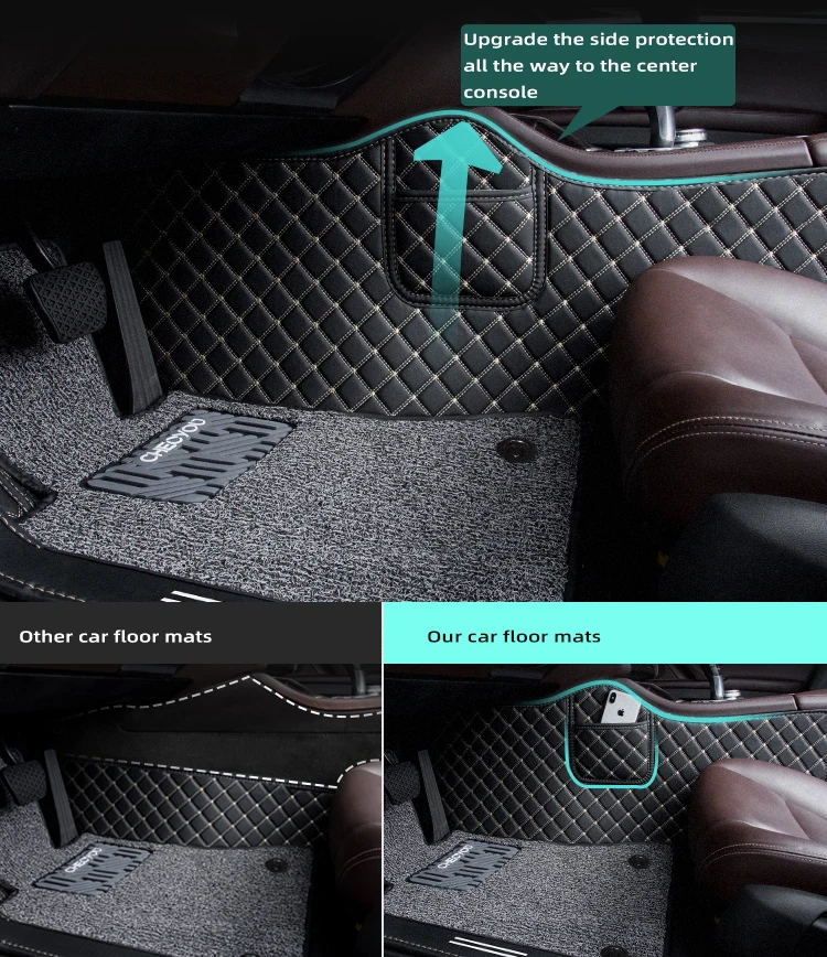 All Weather Custom Anti slip 7D 5D Waterproof Car Carpet Floor Foot Mats 4 Pieces  Luxury EVA Leather PVC Coil Universal Car Mat